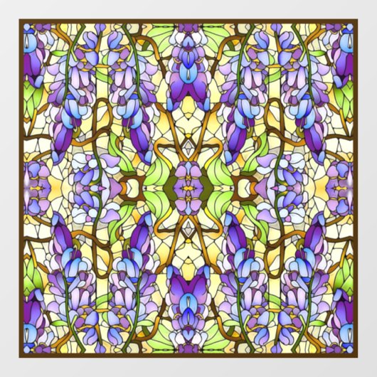 Art Nouveau Wisteria Faux Glas in lood Raamsticker (Vel)
