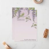 Art Nouveau  Wisteria Floral Dank u Notitiekaartje (Voorkant / Achterkant in situ)