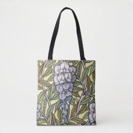 Art nouveau wisteria flower pattern   tote bag