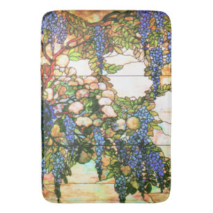 Art Nouveau Wisteria Glas in lood Floral Bath Mat
