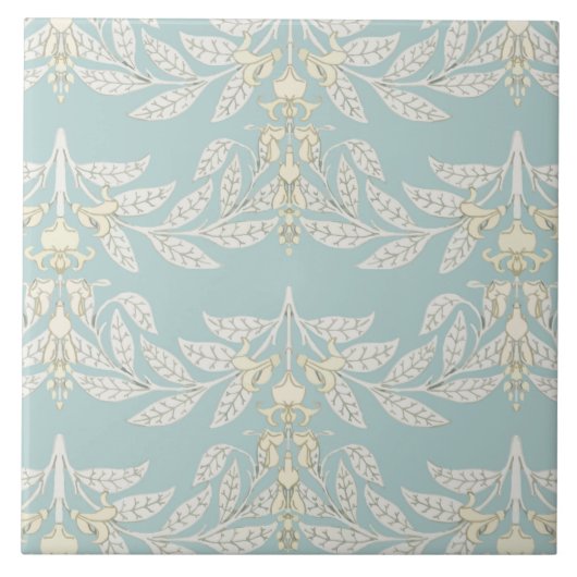 Art Nouveau wisteria patroon zachte turkooise Tegeltje (Voorkant)