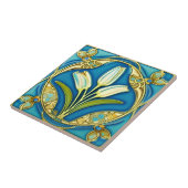 Art Nouveau Wit Gestileerde Lelie Tegeltje (Zijkant)