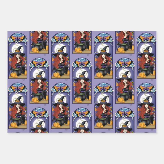 Art Nouveau Witch Inpakpapier Vel (Voorkant 3)