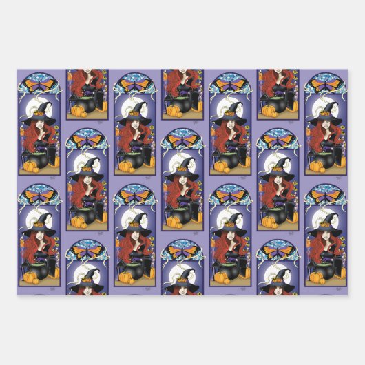 Art Nouveau Witch Inpakpapier Vel (Voorkant 2)