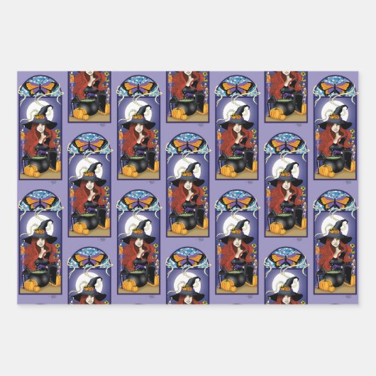 Art Nouveau Witch Inpakpapier Vel (Voorkant)