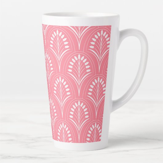 Art Nouveau Witte Bloemen Latte Mok (Rechts)