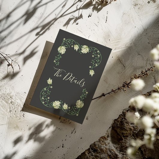 art nouveau witte bloemetjes De Details Informatiekaartje