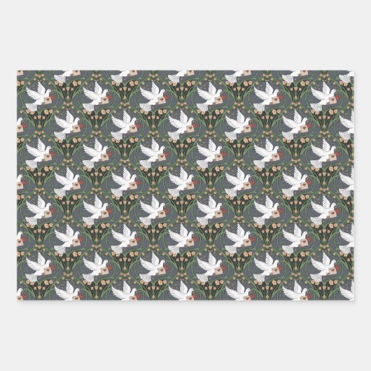 Art Nouveau Witte Duif Liefde Inpakpapier Vel (Voorkant)