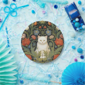 Art nouveau witte kat in de tuin papieren bordje (Feest)