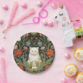 Art nouveau witte kat in de tuin papieren bordje (Feest)