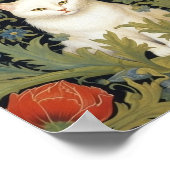 Art nouveau witte kat in de tuin poster (Hoek)