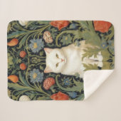 Art nouveau witte kat in de tuin sherpa deken (Voorkant (horizontaal))