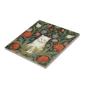 Art nouveau witte kat in de tuin tegeltje (Zijkant)