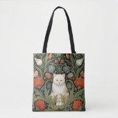 Art nouveau witte kat in de tuin tote bag (Voorkant)