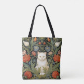 Art nouveau witte kat in de tuin tote bag (Achterkant)