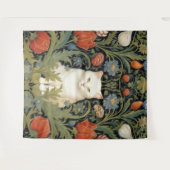 Art nouveau witte kat in de tuin wandkleed (Voorkant (horizontaal))