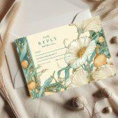 Art Nouveau Witte Poppy bruiloft RSVP Kaartje