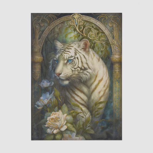 Art Nouveau Witte Tijger Tissuepapier (Voorkant)