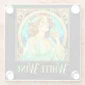 Art Nouveau Witte Wijn Glazen Onderzetter (Achterkant)