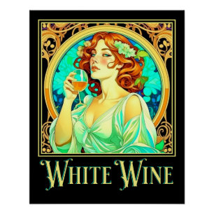 Art Nouveau Witte Wijn Perfect Poster
