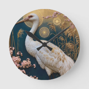 Art Nouveau wittekraanpaneel met kersenbloesem Ronde Klok