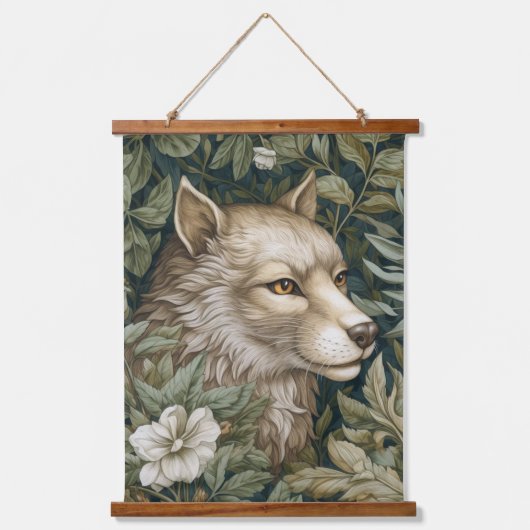 Art nouveau wolf in de bladeren hangend wandkleed (Voorkant)