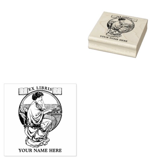 Art Nouveau Woman boekt de Ex Libris-Sjabloon Rubberstempel (Gestempeld)