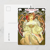  Art Nouveau Woman & Book van Alphonse Mucha Briefkaart (Voorkant / Achterkant)