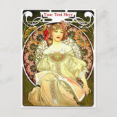  Art Nouveau Woman & Book van Alphonse Mucha Briefkaart (Voorkant)