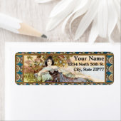  Art Nouveau Woman door Alphonse Mucha Etiket (Insitu)