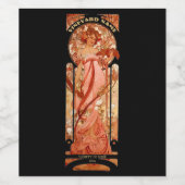  Art Nouveau Woman door Alphonse Mucha Wijn Etiket (Enkel label)