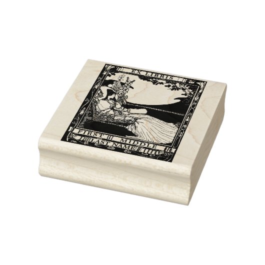 Art Nouveau Woman Ex Libris Sjabloon Rubberstempel (Stempel)