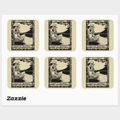 Art Nouveau Woman Ex Libris Sjabloon Vierkante Sticker (Vel)