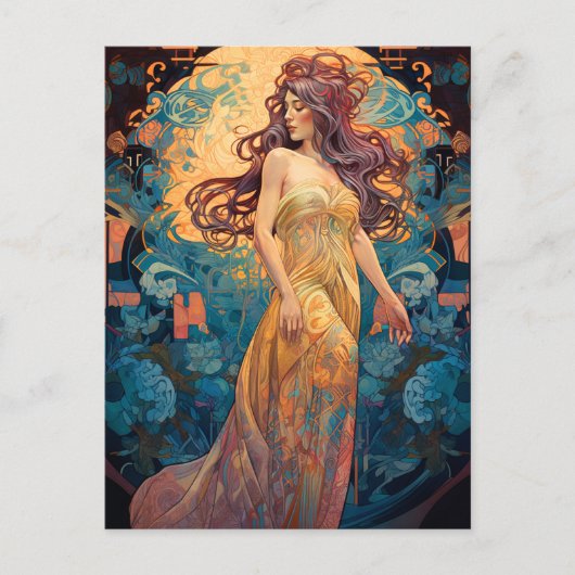 Art Nouveau Woman Fantasy Art Briefkaart (Voorkant)