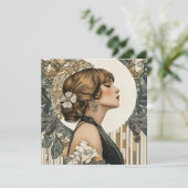 Art Nouveau Woman Feestdagenkaart (Staand voorkant)