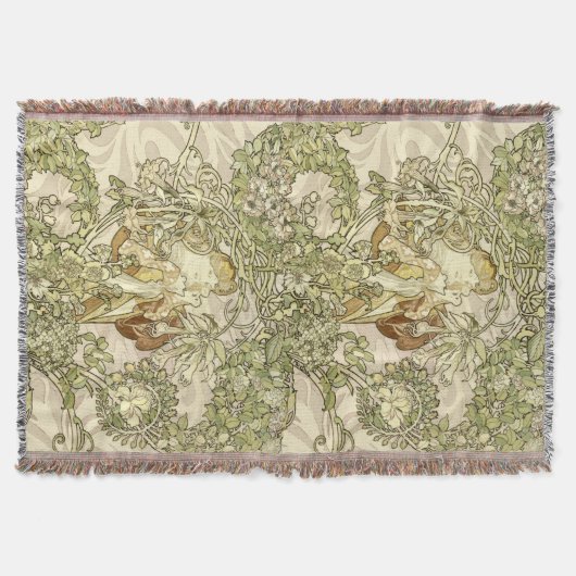 Art Nouveau Woman Floral Pattern van Mucha Deken (Voorkant)