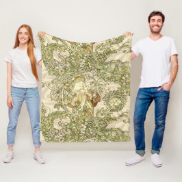  Art Nouveau Woman Floral Pattern van Mucha Fleece Deken