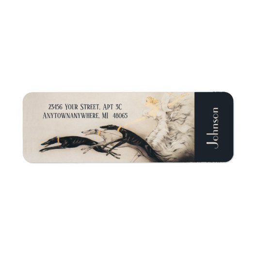 Art Nouveau Woman Greyhounds Louis Icart Etiket (Voorkant)