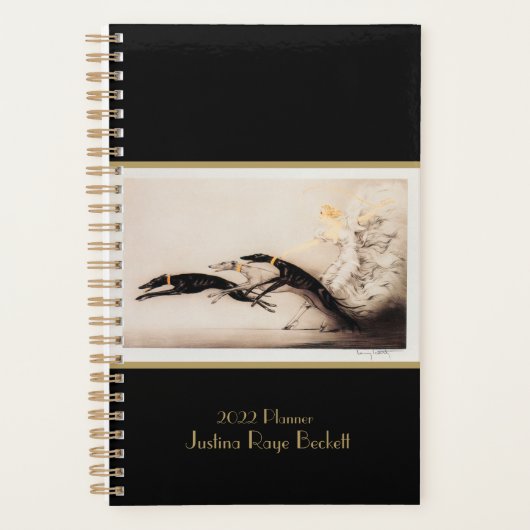 Art Nouveau Woman Greyhounds Louis Icart Planner (Voorkant)