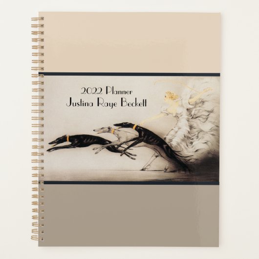 Art Nouveau Woman Greyhounds Louis Icart Planner (Voorkant)