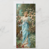 Art Nouveau Woman in Flowers under a Crescent Moon Kaart (Voorkant)