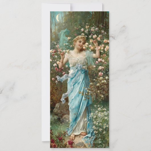 Art Nouveau Woman in Flowers under a Crescent Moon Kaart (Voorkant)