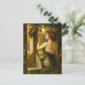Art Nouveau Woman In Vineyard With Wine Briefkaart (Staand voorkant)