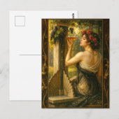 Art Nouveau Woman In Vineyard With Wine Briefkaart (Voorkant / Achterkant)