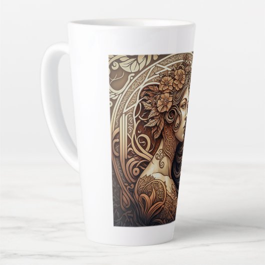 Art Nouveau Woman Latte Mok (Linkerhoek)