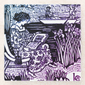 Art Nouveau Woman Leading Glazen Onderzetter (Voorkant)