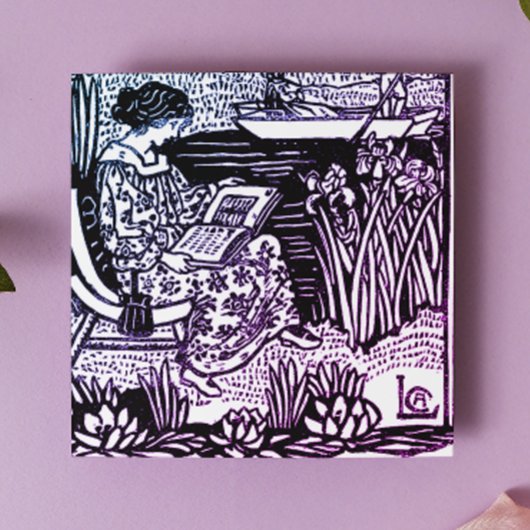 Art Nouveau Woman Leading Glazen Onderzetter