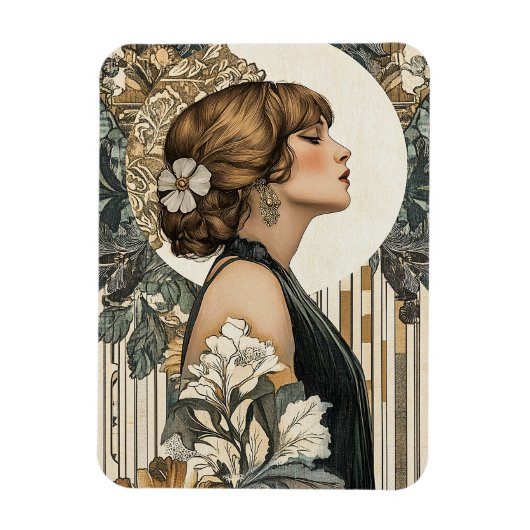 Art Nouveau Woman Magneet (Verticaal)