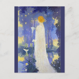 Art Nouveau Woman met Calla Lilies Briefkaart