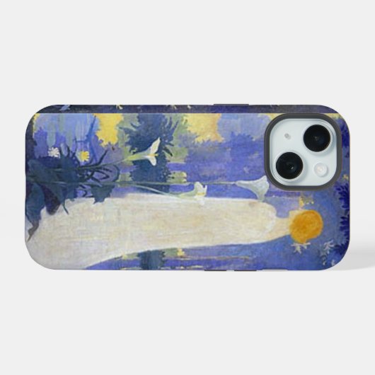 Art Nouveau Woman met Calla Lilies iPhone 15 Case (Achterkant horizontaal)